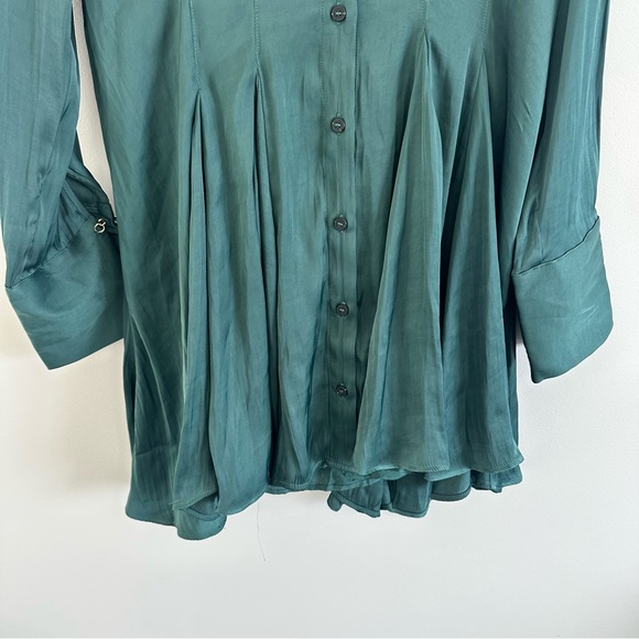 Free People Satin Emery Shirtdress Green Size Large NWT - Picture 8 of 14